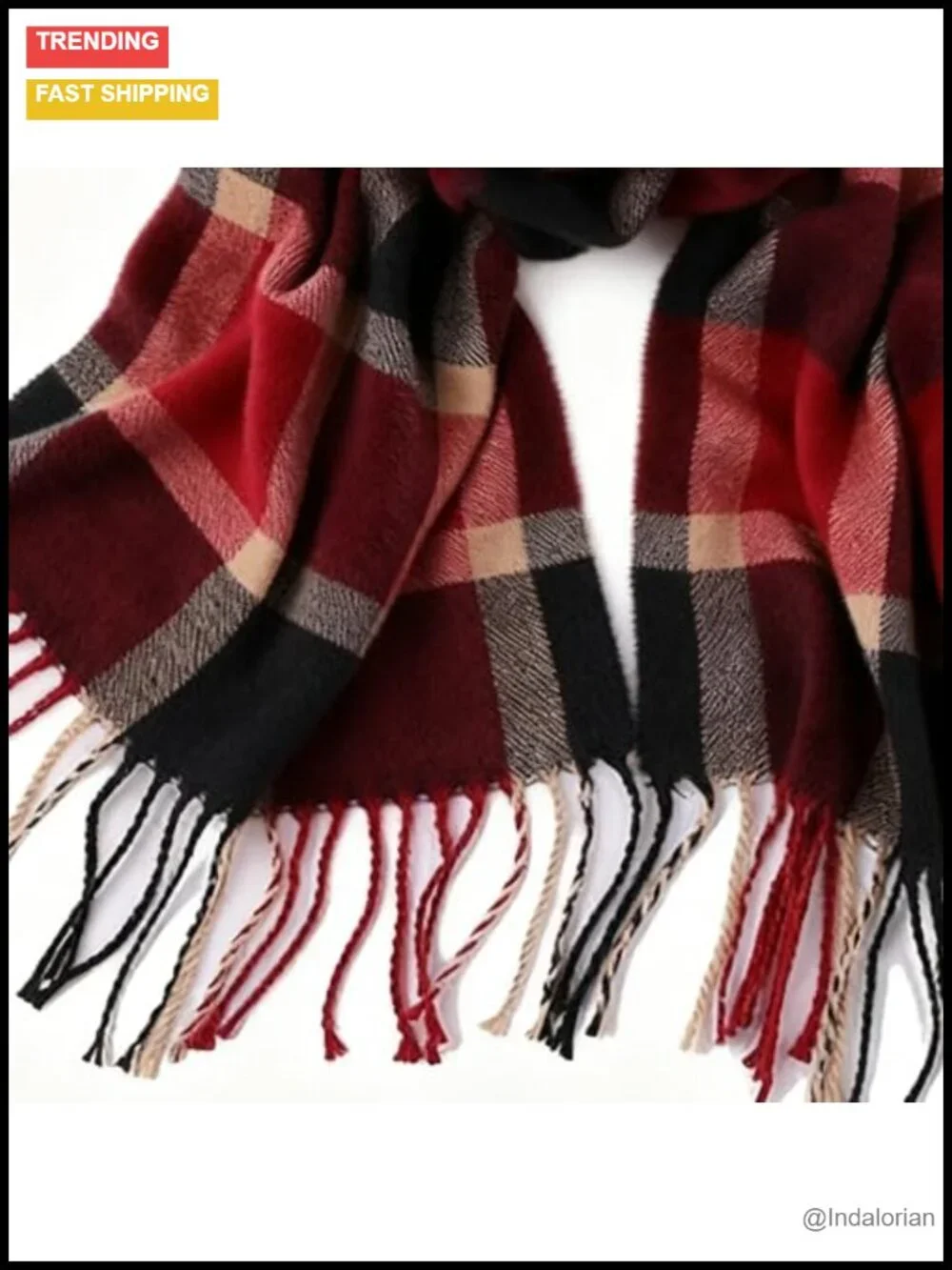 Scottish Plaid Cashmere Feel Polyester Scarf 12x75in